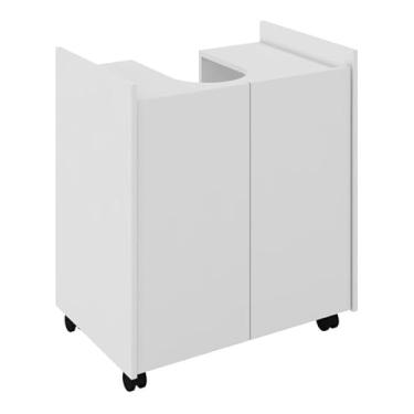 Imagem de Gabinete De Banheiro Para Pia De Coluna Cor Branco Ripado(Branco)