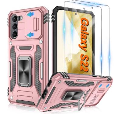 Imagem de Capa ATUMP para Galaxy S22, 6.1", ouro rosa, 360, suporte de anel