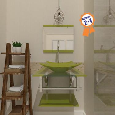 Imagem de Combo 2 x 1 Gabinete de Vidro 45cm para Banheiro Cuba Retangular - Bie