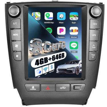 Imagem de Rádio estéreo automotivo 4G + 64G/8 Core Android para Lexus IS250 2006-2012 com Apple CarPlay Android Auto, tela sensível ao toque vertical de 9,7 polegadas, Bluetooth 5.1 DSP Navegação GPS FM/RDS