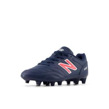 Imagem de New Balance Tênis de futebol infantil unissex 442 Academy Fg V2, Nb azul marinho/prata/vermelho energético, 14