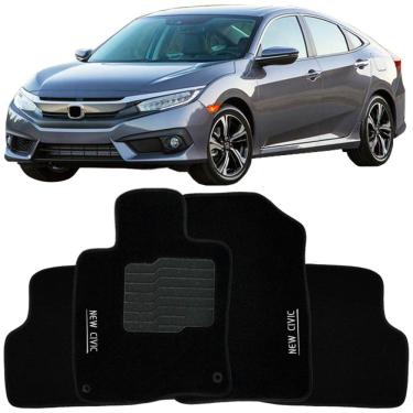 Imagem de Jogo de Tapete Automotivo Carpete New Civic 2017 à 2021 Soft Logo Bordado 3 Peças