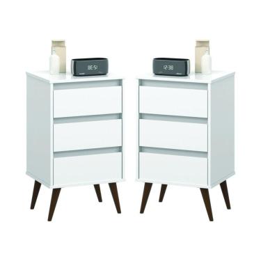 Imagem de Kit De 2 Mesas De Cabeceira Alecrim Retrô Branco