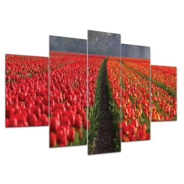 Imagem de Kit de Placas Decorativas 5 Peças 3D Borda infinita Rosas