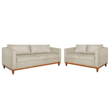 Imagem de Kit Sofá 2 E 3 Lugares 180cm Europa Bouclé - Amarena Móveis Cor Bege