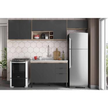 Imagem de Cozinha Completa Firenze 4 Peças (3aéreos+1balcão) C4p253 Avena-grafito - Demóbile