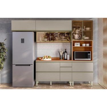 Imagem de Cozinha Completa Proença 4 Peças (2aéreos+1balcão+1paneleiro) C4p197 Nogueira Touch-nude Prime - Demóbile