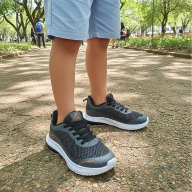 Imagem de Tênis Infantil Meninos K360 Super Leve Kidy - Cinza/Laranja-Masculino