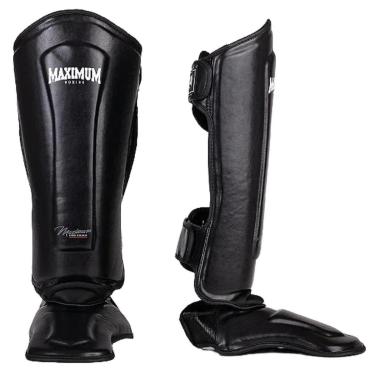 Imagem de Caneleira de Muay Thai e Kickboxing Maximum Classic Black Couro PU-Unissex