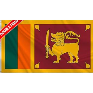 Imagem de HVATLTL Bandeira de barco do Sri Lanka de dupla face, 30 x 45 cm, nylon 220D resistente, cores vivas, bandeiras náuticas da República do Sri Lanka com 2 argolas de latão para barco, quadriciclo