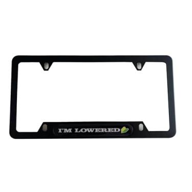 Imagem de AJSDFGSH 1 peça Capa de moldura de placa de licença I'm Lowered JDM wakaba folha aço inoxidável caminhão carro acessórios preto, SHFG24