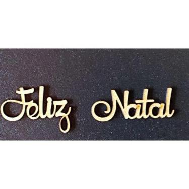 Imagem de Letreiro Frase Feliz Natal em Acrílico Dourado 30cm Painel Decoração F