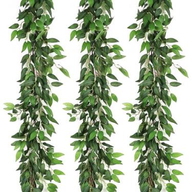 Imagem de 3 peças de videiras artificiais para pendurar 6,5 m, plantas artificiais para decoração de parede de quarto de casamento, guirlanda de seda decorativa para festa em casa, configuração fácil de parecer
