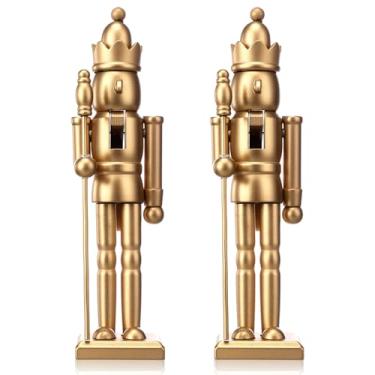 Imagem de Roowest Conjunto de 2 peças de decoração de boneca quebra-nozes de madeira de Natal, incluindo brinquedos em branco quebra-nozes em forma de rei e barba branca para artesanato faça você mesmo