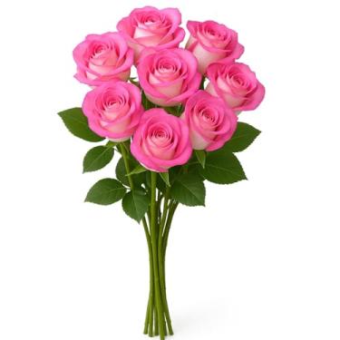 Imagem de Rosas Artificiais De Seda Artificial Flores Buquê De Hastes Longas Para arranjos De Peça Central De Mesa Casamento Decoração Cozinha Sala Escritório (Rosa)