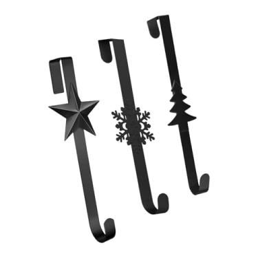 Imagem de SiaBiced Conjunto de 3 suportes para guirlanda de porta, fáceis de instalar, suporte decorativo premium para guirlanda e enfeites de Páscoa, Preto