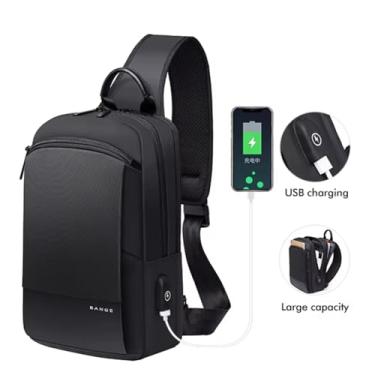 Imagem de Bolsa Transversal de Ombro para Viagem em Tela Oxford Notebook Leve Trabalho Casual e Deslocamento com Porta Carregamento USB Zipper SBS Compacta Prática Uso Diário Movimento