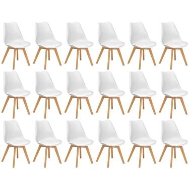Imagem de Conjunto 18 Cadeiras De Jantar Eames Wood Leda Design Estofada - Branco