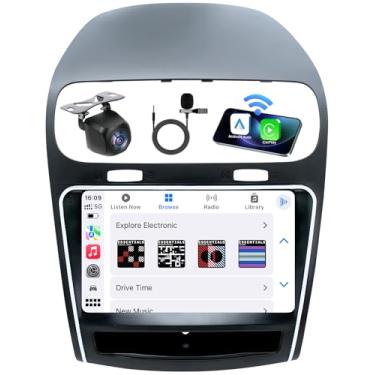 Imagem de [6 GB + 128 GB] Rádio de carro para Dodge Journey 2011-2019: tela sensível ao toque HD de 9 polegadas estéreo com CarPlay sem fio e tela dividida com espelho automotivo Android BT5.0 5GWiFi GPS FM AM