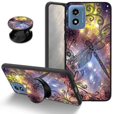 Imagem de Capa Galaxy Dragonfly para Motorola Moto G Play 4G 2024, capa protetora de TPU macio à prova de choque com suporte combinando, capa de telefone fina antiarranhões para Moto G Play 4G 2024 6,5