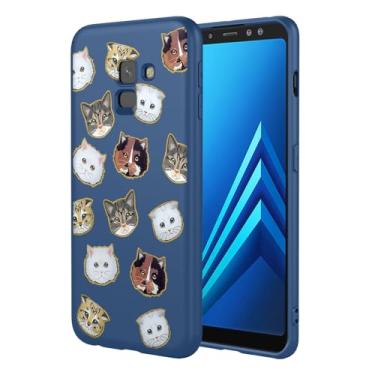 Imagem de HTXWXJC Capa de telefone para Galaxy A8 Plus 2018, capa para Samsung A8 Plus 2018 SM-A730F A730F/DS capa à prova de choque flexível TPU capa macia padrão gato capa para celular para Samsung Galaxy A8