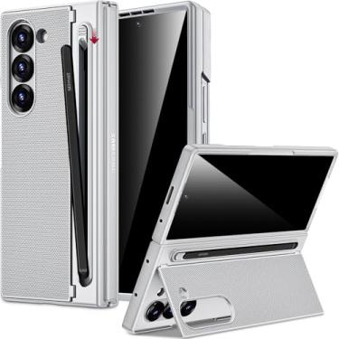 Imagem de Miimall Capa para Samsung Galaxy Z Fold 5 com protetor de tela de privacidade [S Pen e S Pen Holder] Capa para celular com suporte oculto, fina, resistente, à prova de choque, antiespião, para Samsung