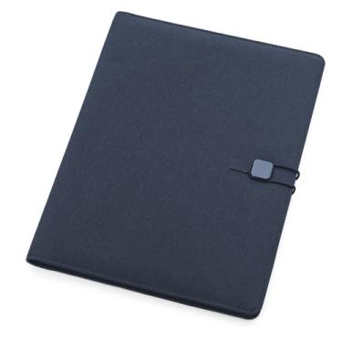 Imagem de Pasta Executiva Organizadora c/Bloco A4 | Capa Almofadada em Poliéster | Porta Documentos, Cartões e Caneta | Portfólio Profissional para Reuniões (Azul)