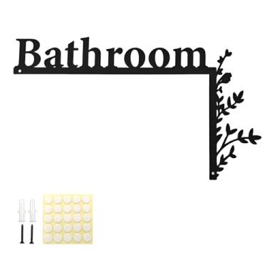 Imagem de 35 x 20 cm Placas de metal para porta de banheiro decoração de banheiro decoração de casa de banho arte de parede pendurada acima da moldura da porta canto do chuveiro vaso sanitário (lado direito