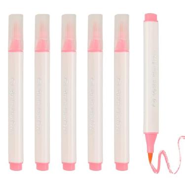 Imagem de PATIKIL Caneta de aquarela de arte, 6 peças, caneta de aquarela triangular de ponta macia para escritório, artesanato, álbuns, escrita, diário, desenho, caligrafia, rosa fluorescente