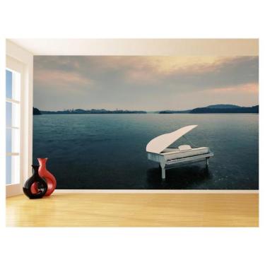 Imagem de Papel De Parede 3D Musica Piano Branco Mar Arte 3,5M Mus104 - Você Dec