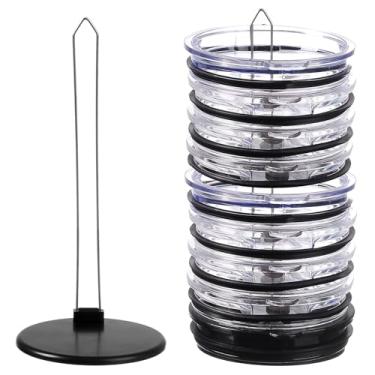 Imagem de Suporte para tampa de copo | Organizador de tampa removível e empilhável, ABS e aço inoxidável, economia de espaço vertical, comporta 10 tampas
