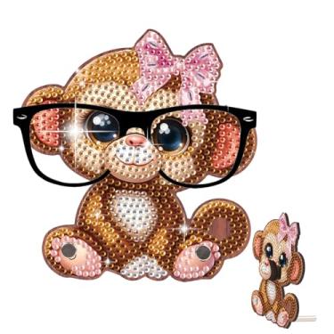 Imagem de SHEGZHUC Suporte de óculos fofo com pintura de diamante, kits de arte de diamante para adultos, organizador de óculos de sol, macaco em forma de animal, suporte de óculos, presente para mesa
