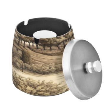 Imagem de Blueangle Cinzeiro de casa toscana com tampa para cigarros, à prova de vento/chuva, aço inoxidável, sem fumaça, inodoro, cinzeiro para uso interno ou externo (100)