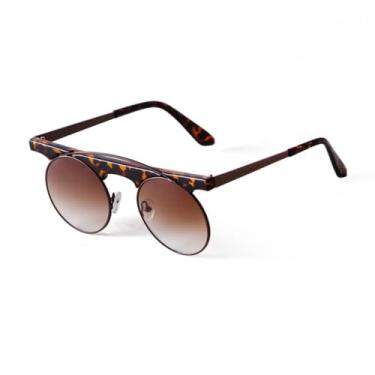 Imagem de HCHES Óculos de Sol Femininos Retrô com Armação Redonda Pequena e Espelhada, em Metal, Modelo Único (2)