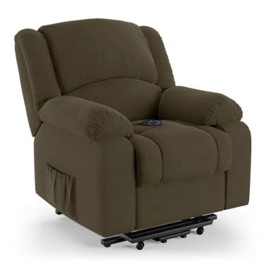 Imagem de Poltrona Do Papai Reclinável Melim Elevação Lift Elétrico Veludo Capuccino Fh1 - D'rossi