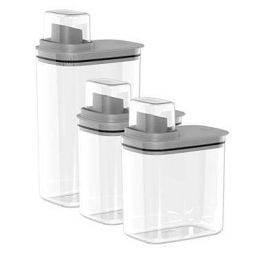 Imagem de Kit 3 Dispenser Lavanderia Alvejante Amaciante Sabão Ou - Linha Flow (Chumbo)