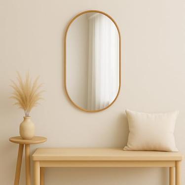 Imagem de Espelho Cápsula Decoração Premium Do Tamanho Compacto ao Corpo Inteiro Design Moderno com Máxima Amplitude para Banheiro Quarto Sala Hall Camarim (Caramelo, 80x50)