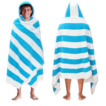Imagem de COTTON CRAFT Toalha de praia com capuz - Toalha de praia extragrande XXL 85x84 com capuz para adultos - Toalha de praia The Big Kahuna de 2,8 m - Veludo macio 100% algodão grande e alto - Envoltório
