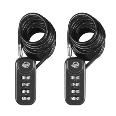Imagem de SISAV Cadeado de combinação de 4 dígitos com cabo de 120 cm adequado para armários de academia escolar, lixeiras, bagagens, mochilas, caixas de ferramentas, estojos de armas, capacetes, cabo de 3 mm