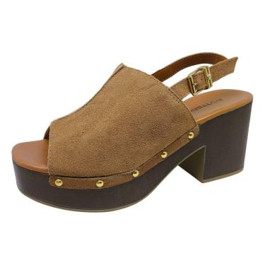 Imagem de Sandália Feminina Plataforma Alta Couro Conforto Bottero