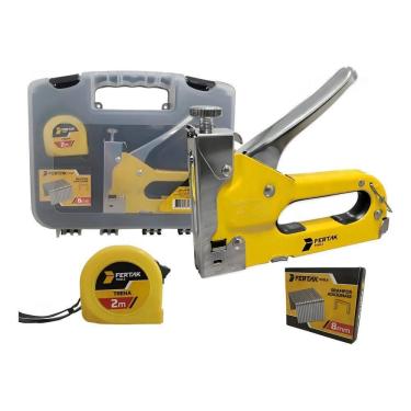 Imagem de Grampeador Tapeçaria Manual Com Maleta + Trena + 500 Grampos