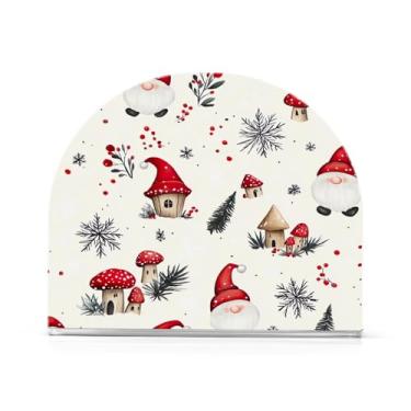 Imagem de Wassud Porta-guardanapos acrílico de cogumelo gnomos fofos, dispensador de guardanapo de papel moderno em forma de U para mesa, cozinha, sala de jantar, bancada 1 peça (comporta 50-60 guardanapos)