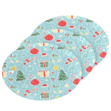 Imagem de Wassud Esponja de polpa de madeira para decoração de Natal, pacote com 3 esponjas de cozinha para limpeza, esfregão resistente para panelas antiaderentes pia banheiro, suprimentos de limpeza doméstica