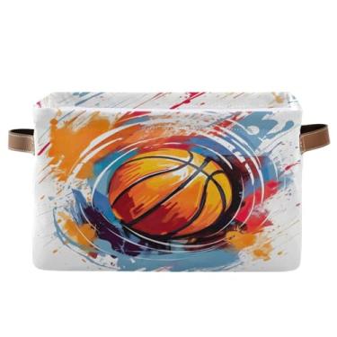 Imagem de Wassud Cesta de armazenamento de basquete para organizar caixa de armazenamento decorativa dobrável aberta para casa com alça de tecido de lona armário armário quarto pacote com 2