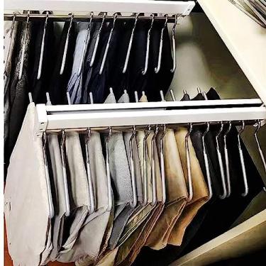 Imagem de Guarda-roupa, haste extensível para armário - haste de armário removível, haste de pendurar para armazenamento de armário, trilho de cabide de roupas de guarda-roupa, trilho extensível para