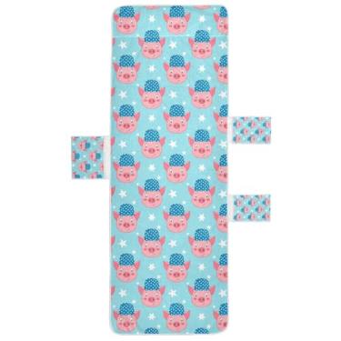 Imagem de STAYTOP Capa de toalha de cadeira de descanso, capa de espreguiçadeira macia com caras de porco de desenho fofo, capas de cadeira de praia com bolsos para jardim ao ar livre, pátio, pátio, banhos de