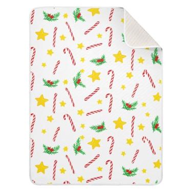 Imagem de Wassud Cobertor de bebê doce de estrelas e bengalas para meninos e meninas, macio para bebês e recém-nascidos, cobertor aconchegante de algodão essencial para berçário, viagem, berço, carrinho 76 x
