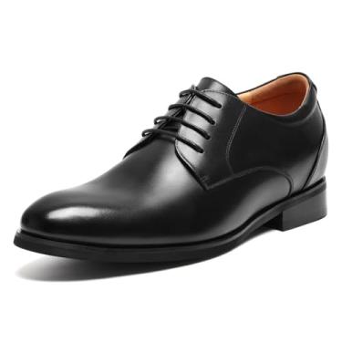 Imagem de CHAMARIPA Sapatos masculinos invisíveis para aumento de altura - Oxford social de couro genuíno preto - 7 cm mais alto - DX70H106S, Preto-dx70h106s, 45