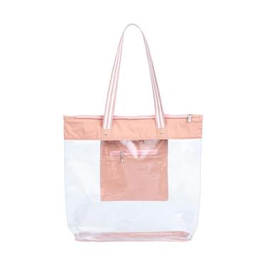 Imagem de Bolsa de Praia e Piscina Impermeável com Zíper e Bolso Interno, Azul Claro, Sacola Tote (Impermeável Transparente, Rosê)