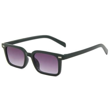 Imagem de Óculos de sol femininos, masculinos, com armação pequena, quadrados, rebites, vintage, esportivos ao ar livre, para dirigir, UV400 (verde e cinza)